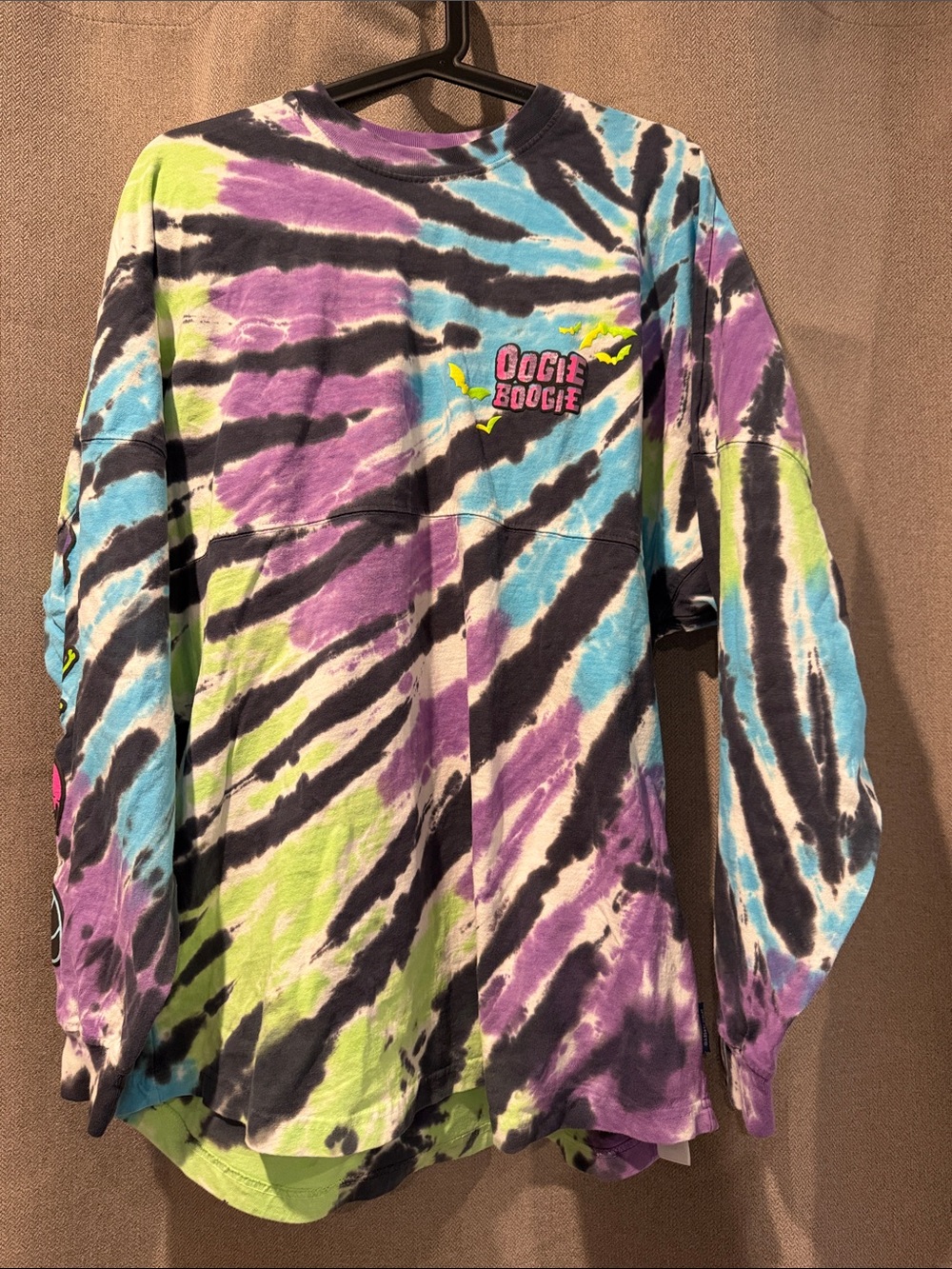 Oogie Boogie Spirit Jersey.Tie-Dye Long Sleeve Kids Shirt - Purple, Blue & Green
